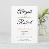 Handgeschriebene Typografie in Blume Verlobung Einladung (Stehend Vorderseite)
