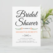 Handgeschriebene Typografie Pfirsichhochzeit im Br Einladung (Stehend Vorderseite)