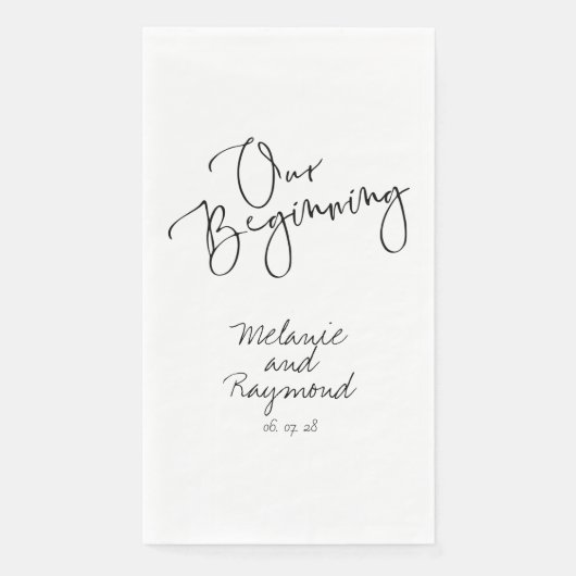 Handgeschriebene unser Beginnessen Napkins Serviette (Vorderseite)
