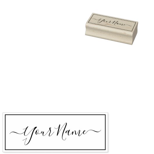 Handgeschriebene Unterschrift in einem rechteckige Gummistempel (Stempel)