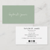Handgeschriebene Unterschrift Vintag hellgrün Visitenkarte (Vorne/Hinten)