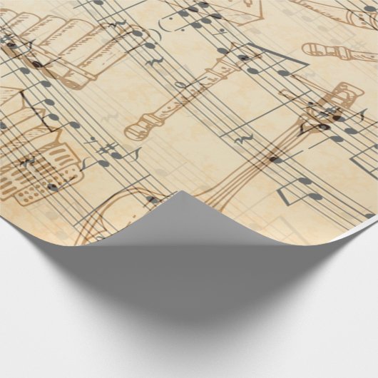 Handgeschriebene Vintage Blatt-Musiknote Geschenkpapier (Ecke)
