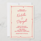 Handgeschriebene Vintage, bunt kühn-moderne Hochze Einladung (Vorderseite)