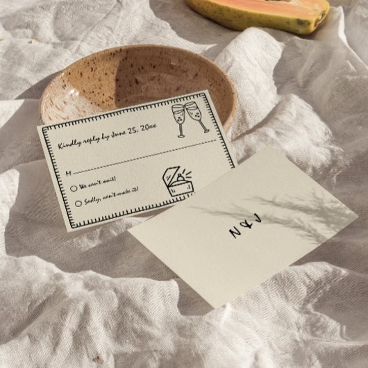 Handgeschriebene Vintage, einzigartige, eigenwilli RSVP Karte