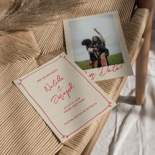 Handgeschriebene Vintage-Farbige Foto Moderne Hoch Save The Date