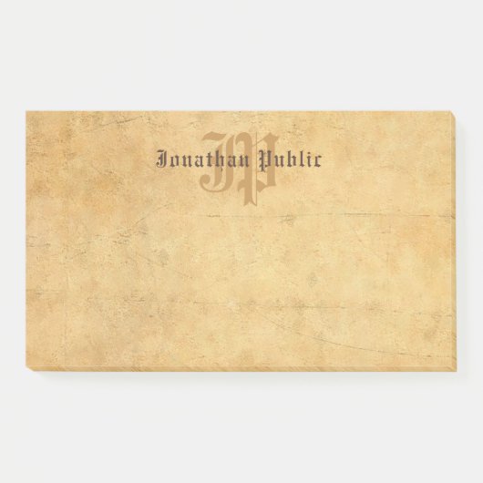 Handgeschriebene, Vintage Monogramm-Vorlage Post-it Klebezettel (Vorderseite)