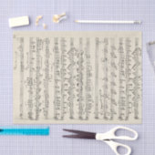 Handgeschriebene Vintage Noten Seidenpapier (Handwerk)