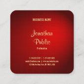 Handgeschriebene Vorlage Eleganter Red Damask Gold Quadratische Visitenkarte (Rückseite)