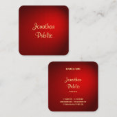 Handgeschriebene Vorlage Eleganter Red Damask Gold Quadratische Visitenkarte (Vorne/Hinten)