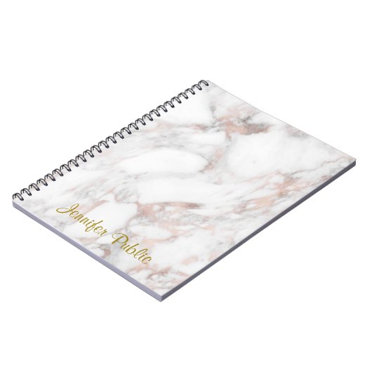 Handgeschriebene Vorlage für Rose Gold-Marmor Notizblock (Linke Seite)