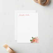 Handgeschriebene Vorlagenfarben-Rose Pastell Mitteilungskarte (Vorderseite/Rückseite Beispiel)