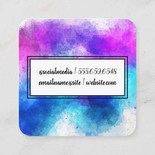 Handgeschriebene Wasserfarbe gebürstet Quadratische Visitenkarte (Rückseite)