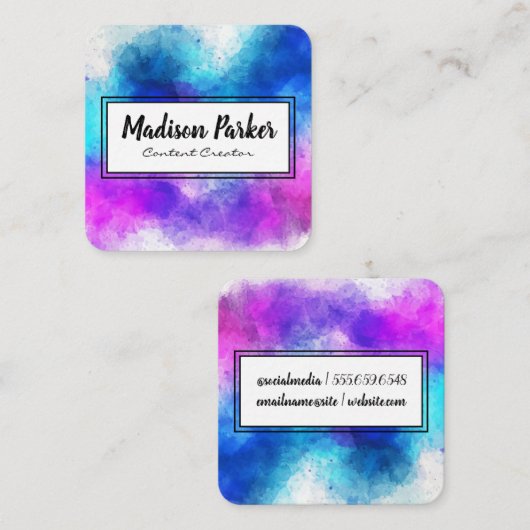 Handgeschriebene Wasserfarbe gebürstet Quadratische Visitenkarte (Vorne/Hinten)