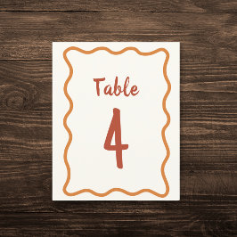 Handgeschriebene Wavy Border 70er Wedding Tischnum