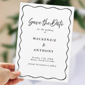 Handgeschriebene Wavy Frame Black & White Save The Date
