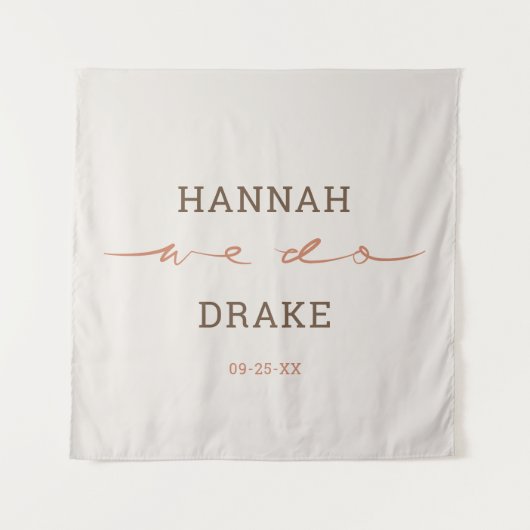 Handgeschriebene We Do Script Hochzeit Wandteppich (Vorderseite)