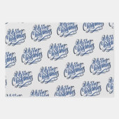 Handgeschriebene Weihnachtsgrüße Grau Blau Grün Geschenkpapier Set (Vorderseite)