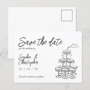 Handgeschriebene Whimsical Black&White Hochzeit Ankündigungspostkarte