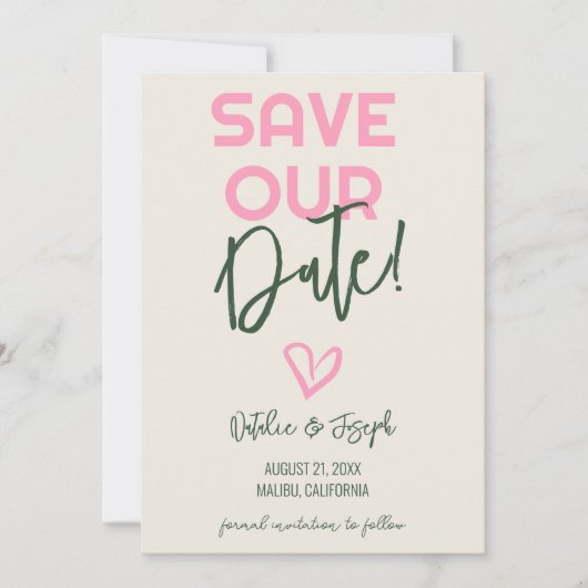 Handgeschriebene Whimsical Pastel Summer Foto Hoch Save The Date (Vorderseite)