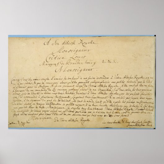 Handgeschriebene Widmung "Brandenburger Konzerte" Poster (Vorne)