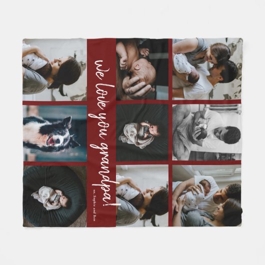 Handgeschriebene Wir Liebe Sie Opa 9 Foto Fleecedecke (Vorderseite (Horizontal))