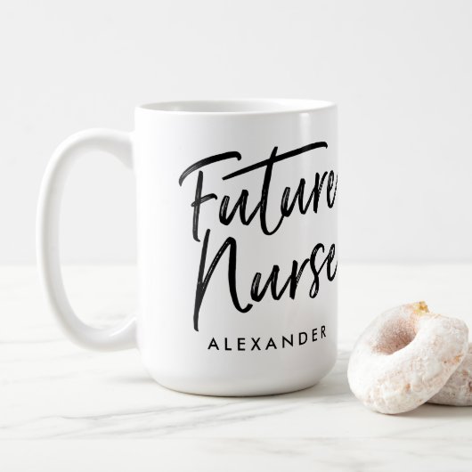 Handgeschriebene zukünftige Krankenschwester (Ihr Kaffeetasse (Mit Donut)