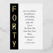 Handgeschriebener 40. Geburtstag Schwarz-weiß und  Folieneinladung (Vorderseite)