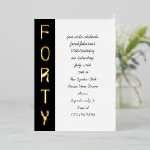 Handgeschriebener 40. Geburtstag Schwarz-weiß und Folieneinladung (Stehend vorne)