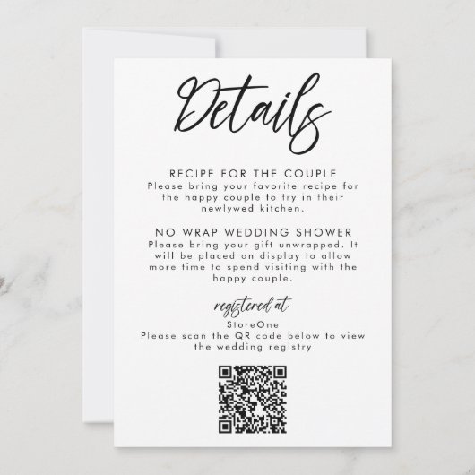 Handgeschriebener Chic Moderner Minimalistischer P Einladung (Rückseite)