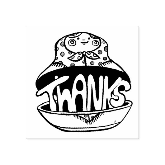 Handgeschriebener Dank an Inside Matryoshka Doll Gummistempel (Prägung)