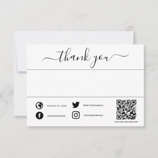 Handgeschriebener Dank an Sie Social qo-Code einfü Dankeskarte (Vorderseite)