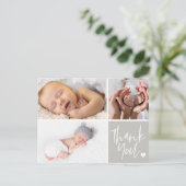 Handgeschriebener Dank für die Geburtsankündigung Postkarte (Stehend Vorderseite)