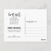 Handgeschriebener Dank für die Geburtsankündigung Postkarte (Rückseite)