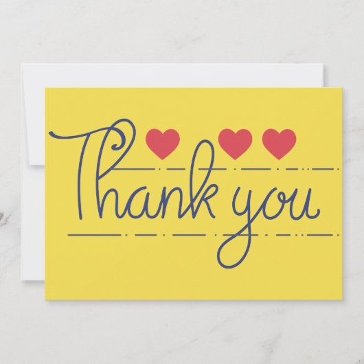 Handgeschriebener Dank mit Herz Dankeskarte (Vorderseite)