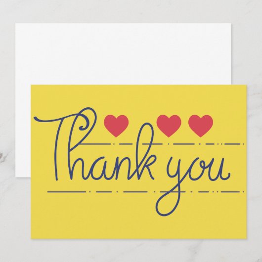 Handgeschriebener Dank mit Herz Dankeskarte (Vorne/Hinten)