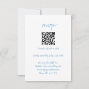 Handgeschriebener einfacher weißlicher, heller QR- RSVP Karte