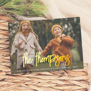 Handgeschriebener Familienname 2 Foto Urlaub Folien Feiertagskarte