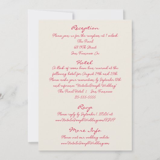 Handgeschriebener farbenfroher Retro-Spaß auf eine Einladung (Rückseite)