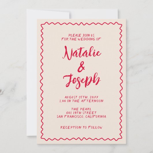 Handgeschriebener farbenfroher Retro-Spaß Einzigar Einladung (Vorderseite)