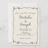 Handgeschriebener farbenfroher Retro-Spaß Einzigar Einladung (Vorderseite)