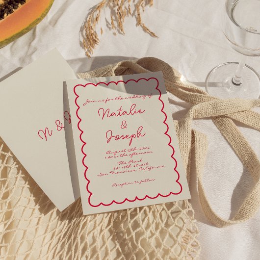 Handgeschriebener farbenfroher Retro-Spaß Einzigar Einladung