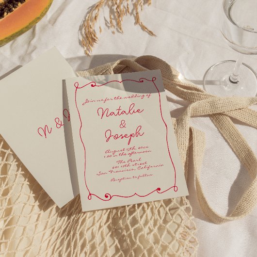 Handgeschriebener farbenfroher Retro-Spaß Einzigar Einladung