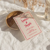 Handgeschriebener farbenfroher Retro-Spaß Einzigar Einladung