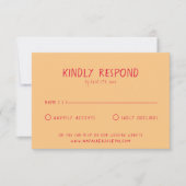 Handgeschriebener farbiger Retro Bold Unique Weddi RSVP Karte (Vorderseite)