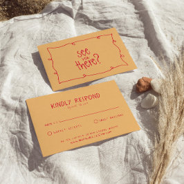 Handgeschriebener farbiger Retro Bold Unique Weddi RSVP Karte