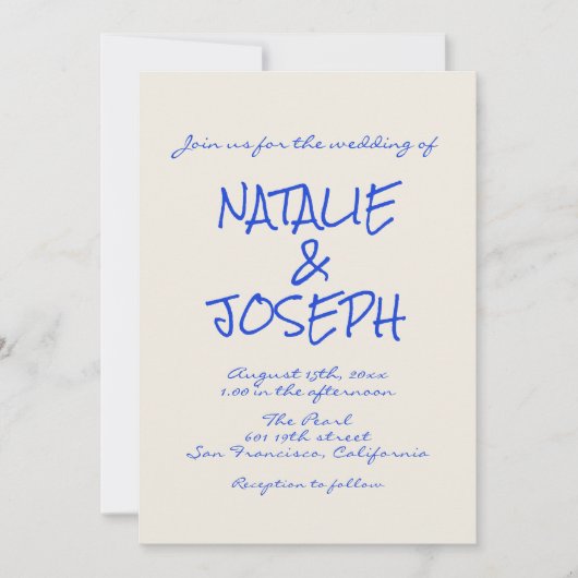 Handgeschriebener farbiger Retro Funky Einzigartig Einladung (Vorderseite)