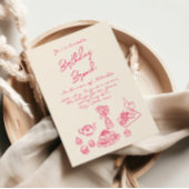 Handgeschriebener Gezeichnet rosa Quirky Brunch Ge Einladung