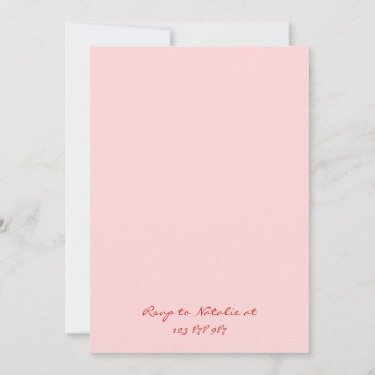 Handgeschriebener, Gezeichnet rosafarbener Spaß Ge Einladung (Rückseite)