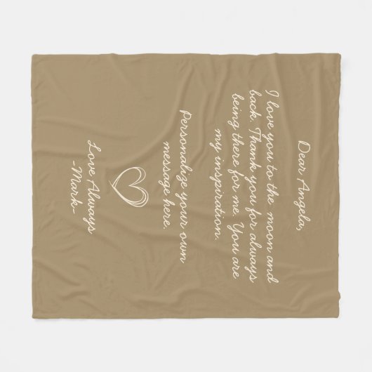 Handgeschriebener Gold-Liebe-Letter oder -Meldung Fleecedecke (Vorderseite (Horizontal))