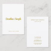 Handgeschriebener Gold Text Moderne vertikale Vorl Visitenkarte (Vorne/Hinten)